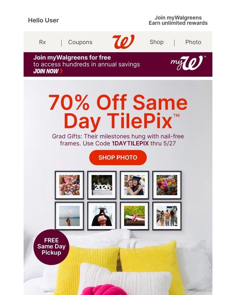Screenshot of email sent to a Walgreens Registered user