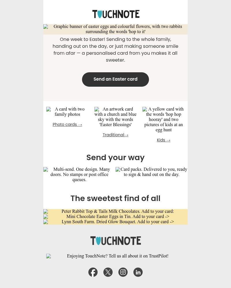 Screenshot of email sent to a TouchNote Customer