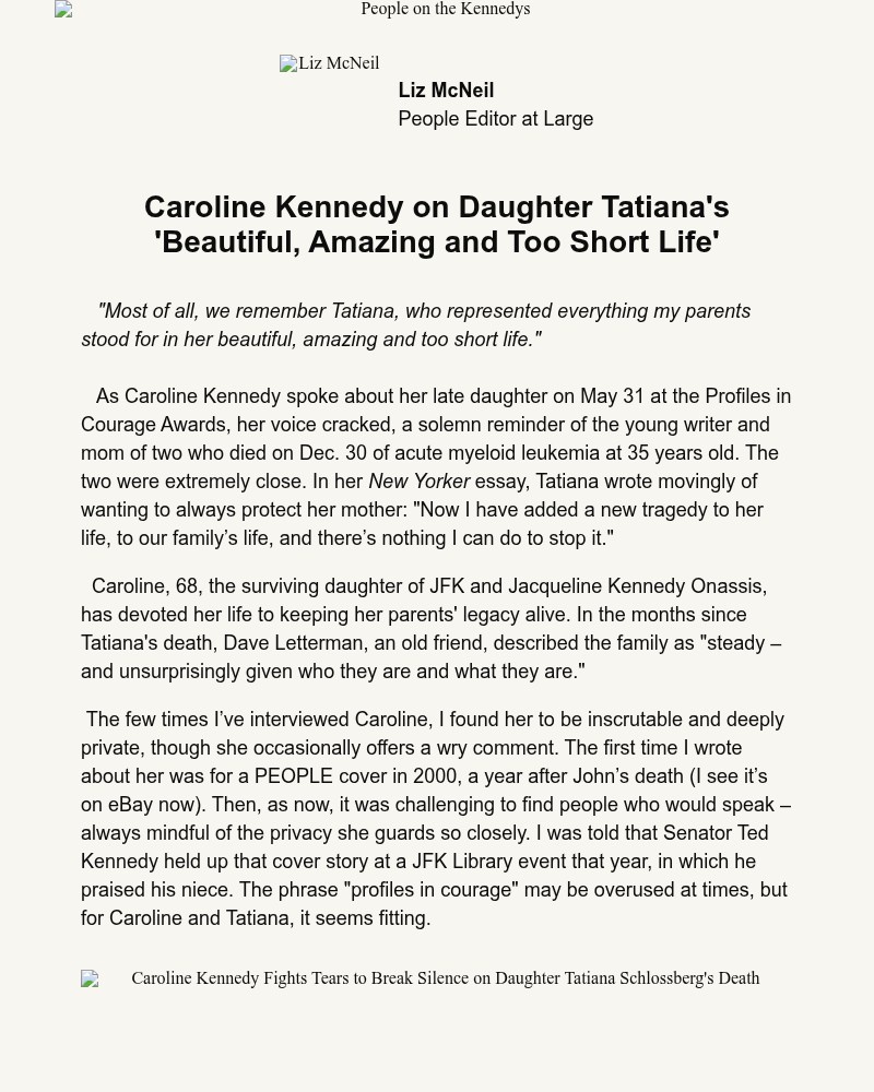 Screenshot of email sent to a People Newsletter subscriber