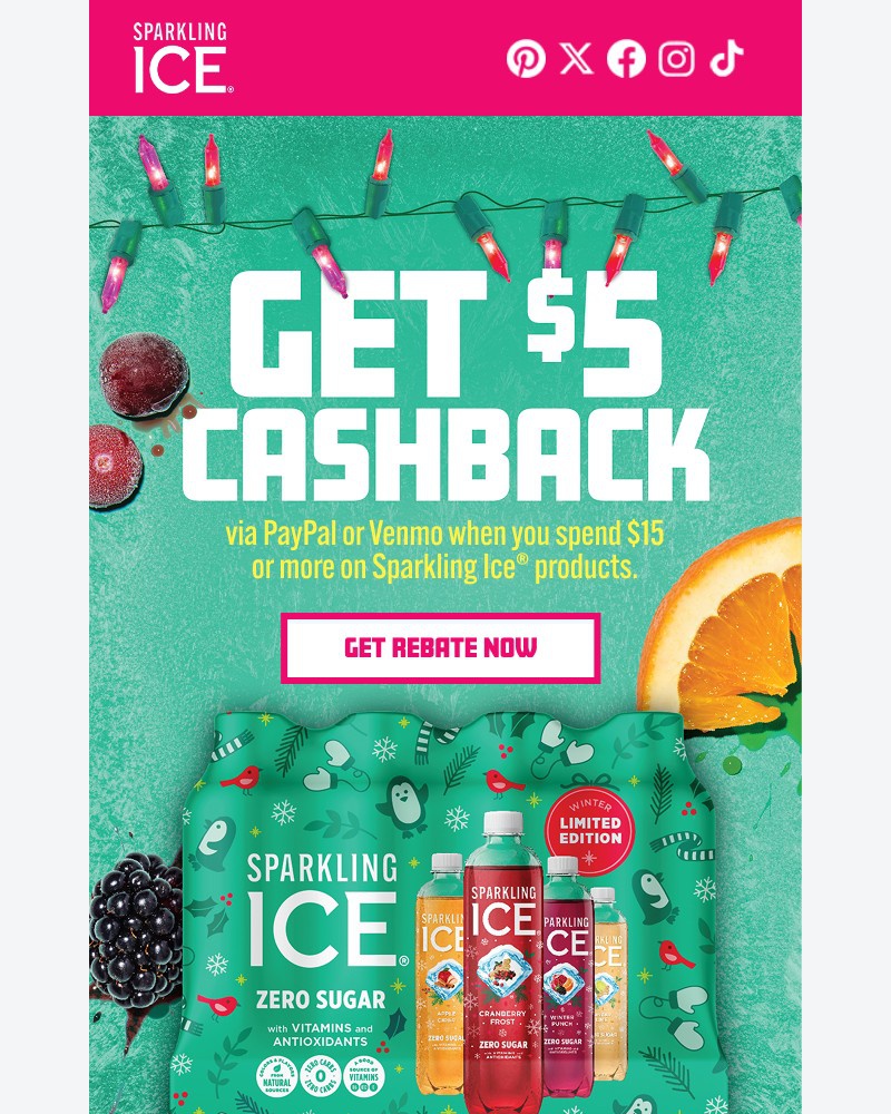 Screenshot of email sent to a Sparkling Ice Registered user
