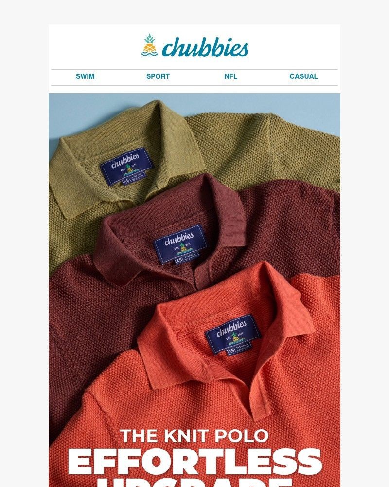 Screenshot of email sent to a Chubbies Newsletter subscriber