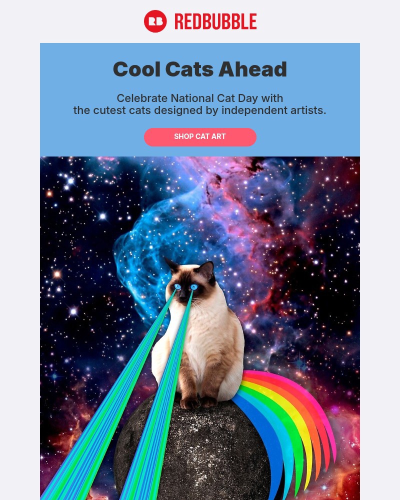 Screenshot of email sent to a Redbubble Newsletter subscriber