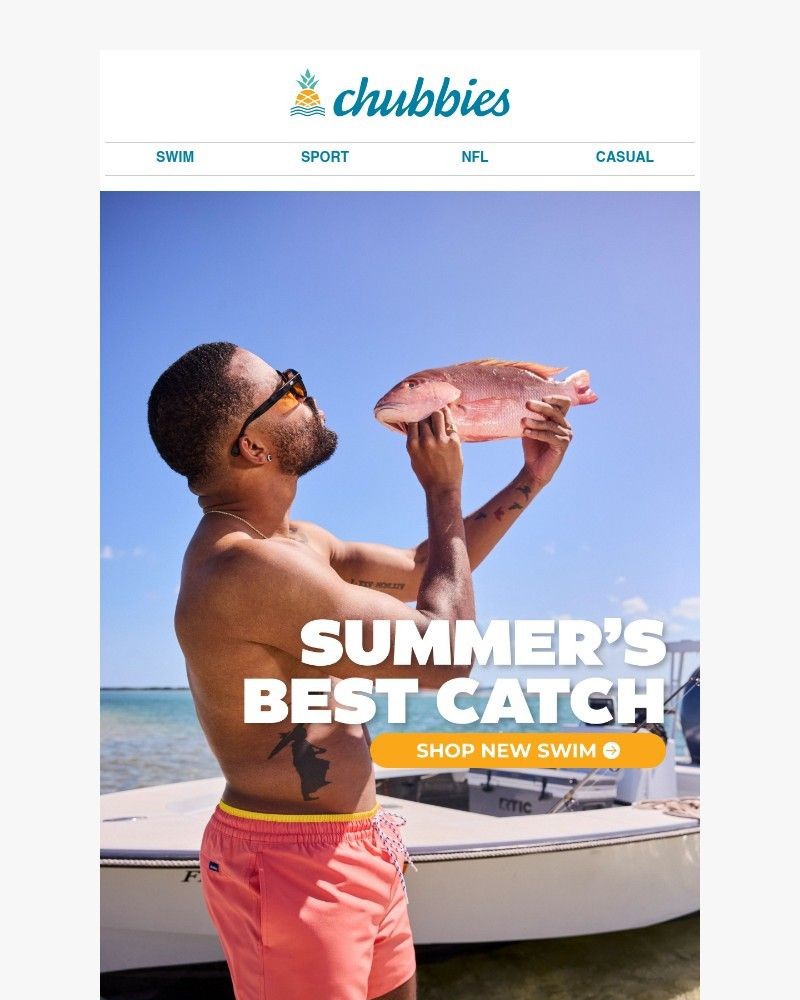 Screenshot of email sent to a Chubbies Newsletter subscriber