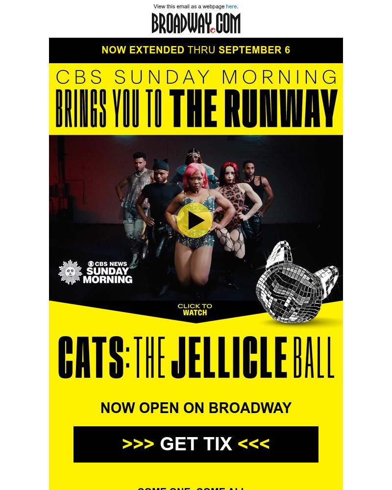 Screenshot of email sent to a Broadway NYC Newsletter subscriber