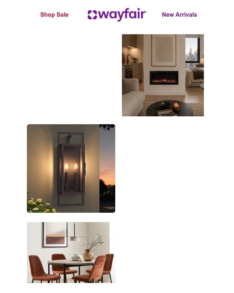 Screenshot of email sent to a Wayfair Newsletter subscriber