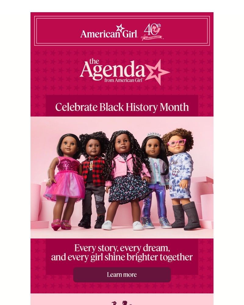 Screenshot of email sent to a American Girl Newsletter subscriber