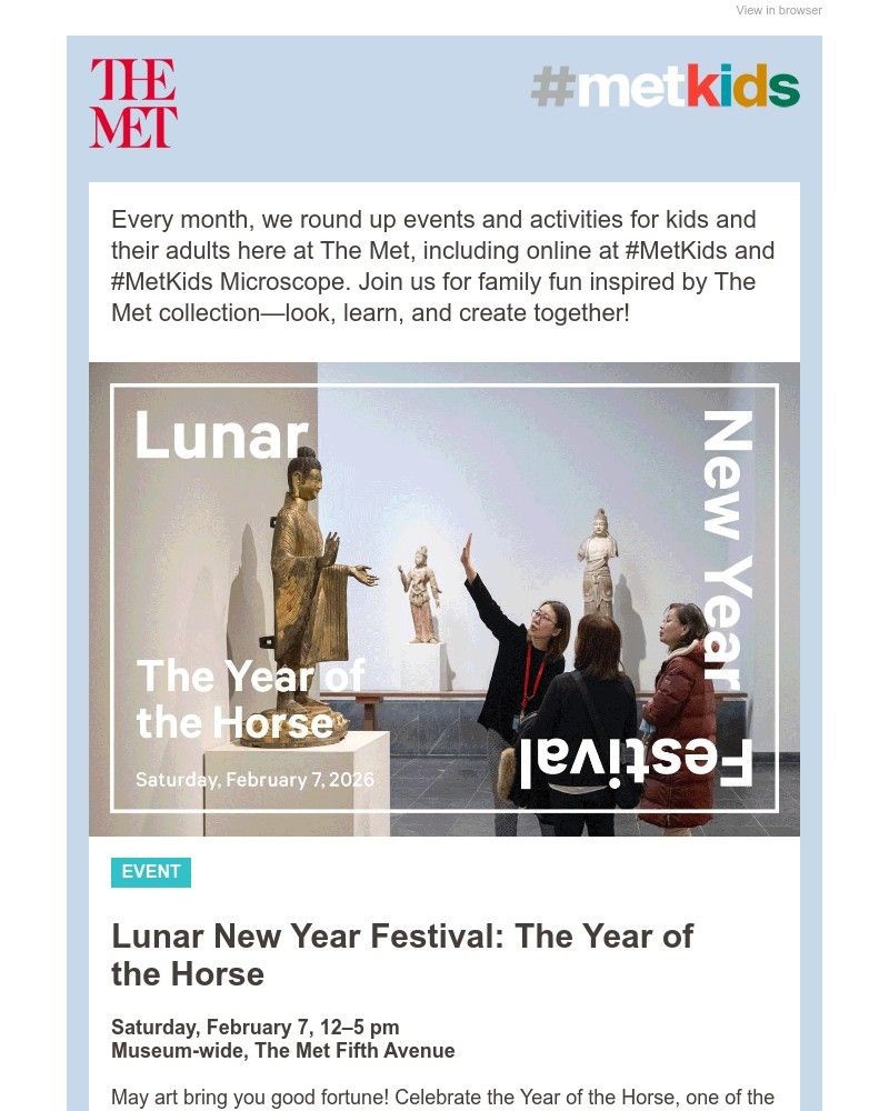 Screenshot of email sent to a The Metropolitan Museum of Art (The Met) Newsletter subscriber