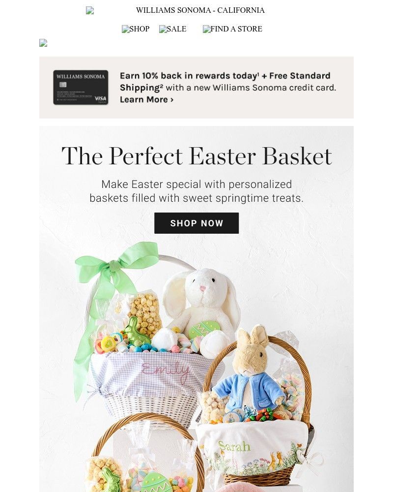 Screenshot of email sent to a Williams Sonoma Newsletter subscriber