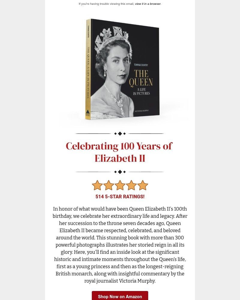 Screenshot of email sent to a Harper’s Bazaar Newsletter subscriber