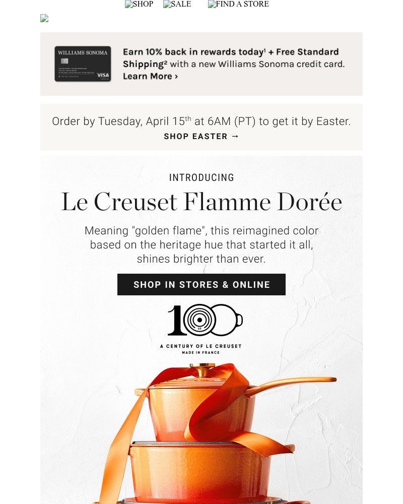 Screenshot of email with subject /media/emails/celebrating-100-years-of-le-creuset-introducing-flamme-doree-1a2b2d-cropped-0732383c.jpg