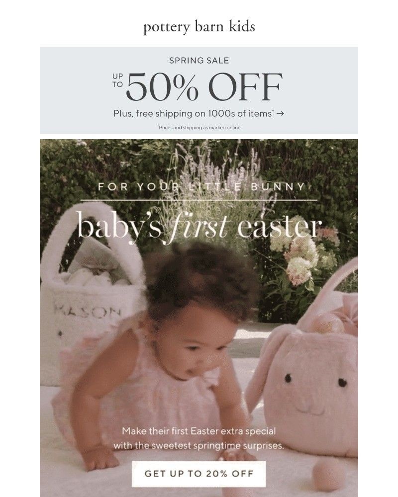 Screenshot of email sent to a Pottery Barn Newsletter subscriber
