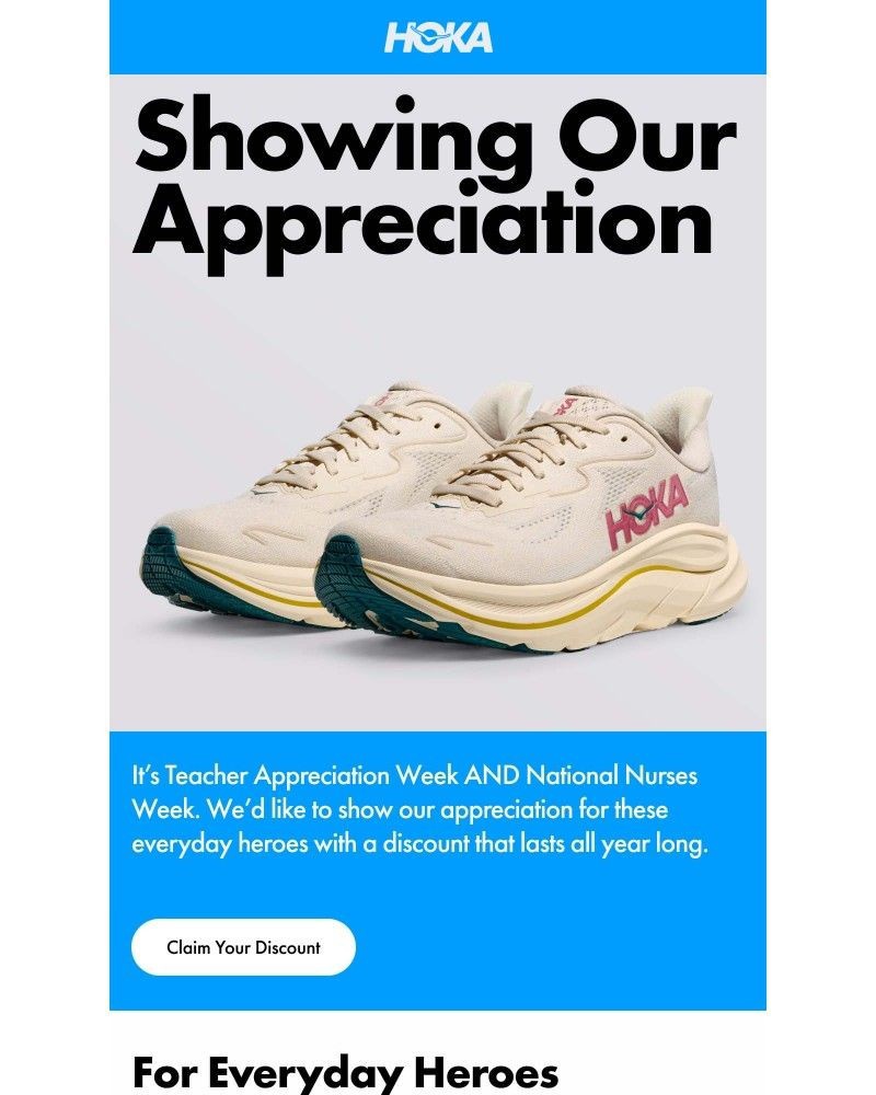 Screenshot of email sent to a Hoka Newsletter subscriber