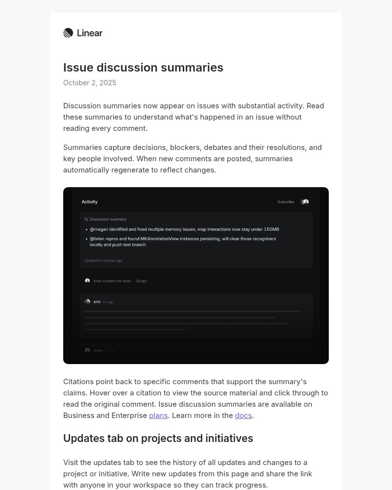 Screenshot of email with subject /media/emails/changelog-issue-discussion-summaries-64eddb-cropped-8b502b15.jpg