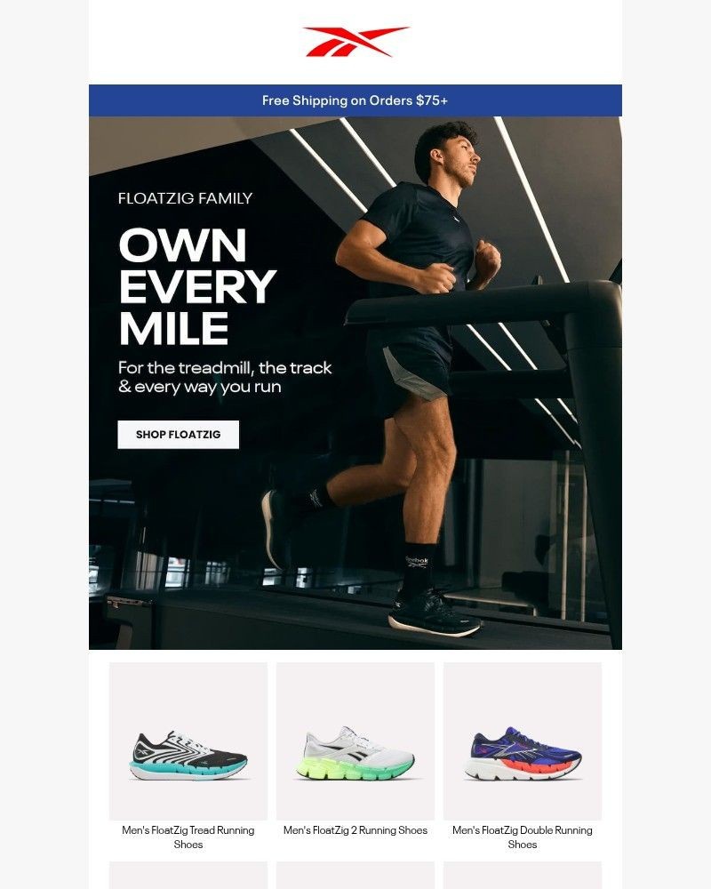 Screenshot of email sent to a Reebok Newsletter subscriber