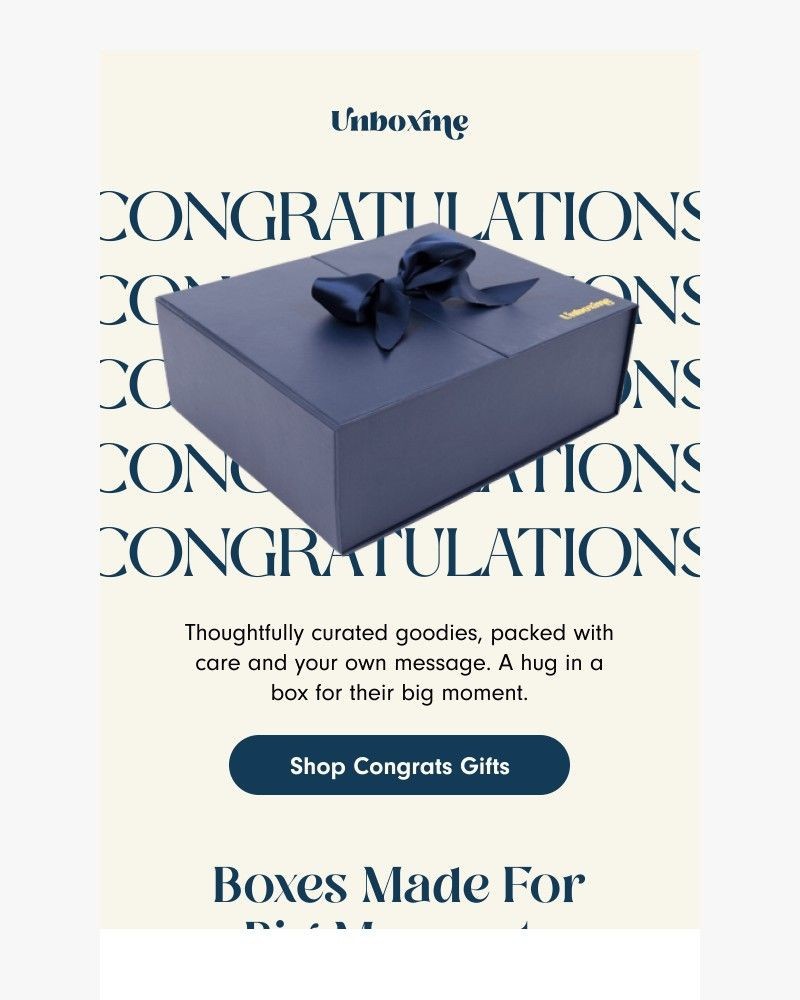Screenshot of email sent to a Unboxme Newsletter subscriber