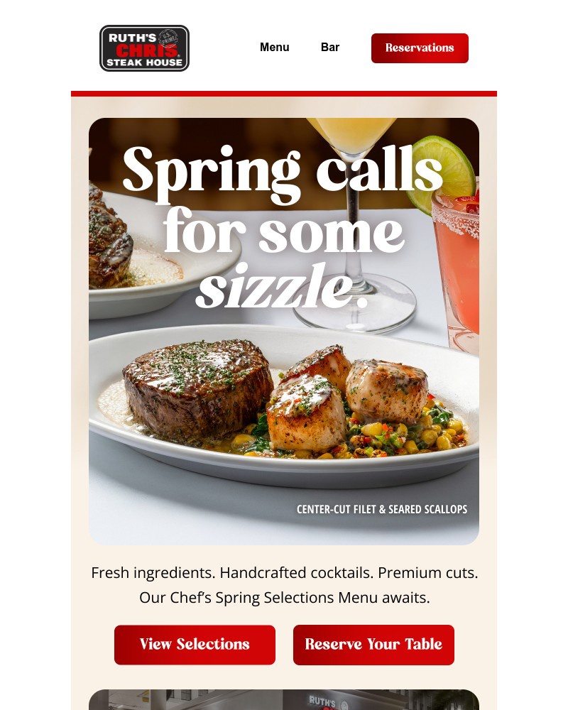 Screenshot of email sent to a Ruth’s Chris Newsletter subscriber