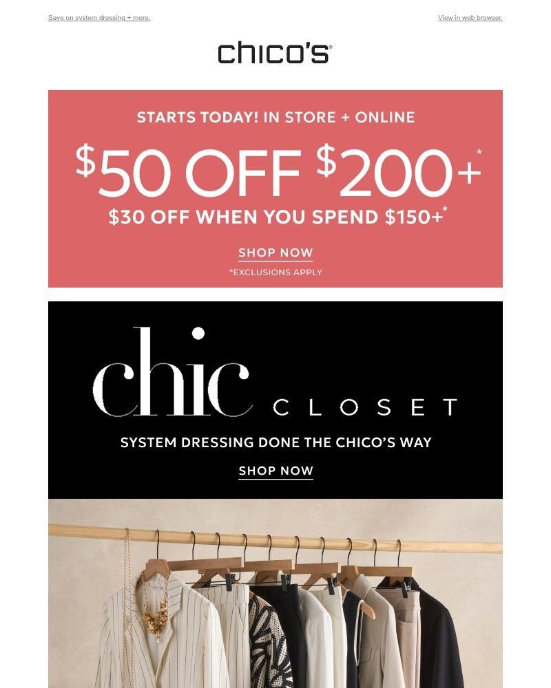 Screenshot of email sent to a Chico’s Newsletter subscriber