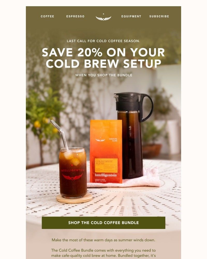 Screenshot of email sent to a Intelligentsia Newsletter subscriber