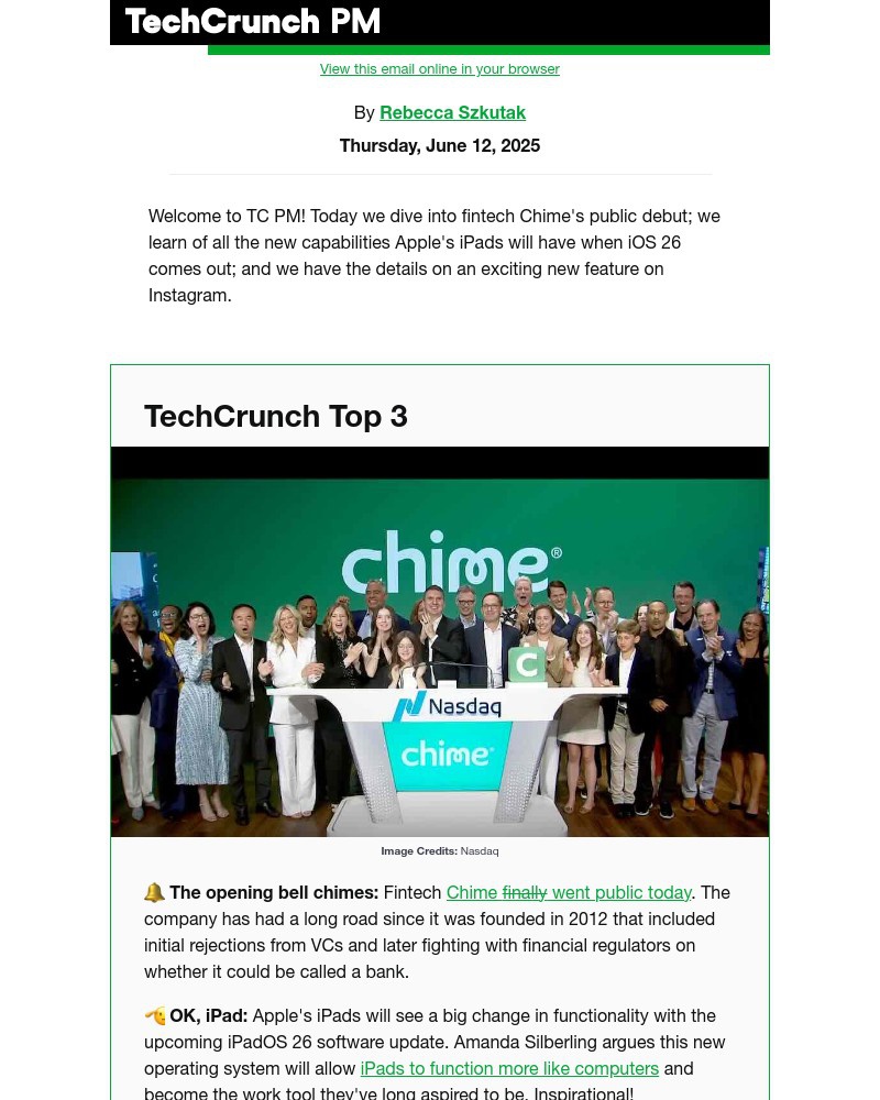 Screenshot of email with subject /media/emails/chime-goes-public-8bc32b-cropped-e169a0d0.jpg