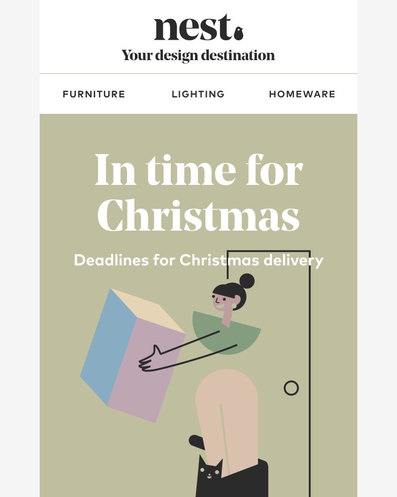 Screenshot of email sent to a Nest Furniture Cart abandoner