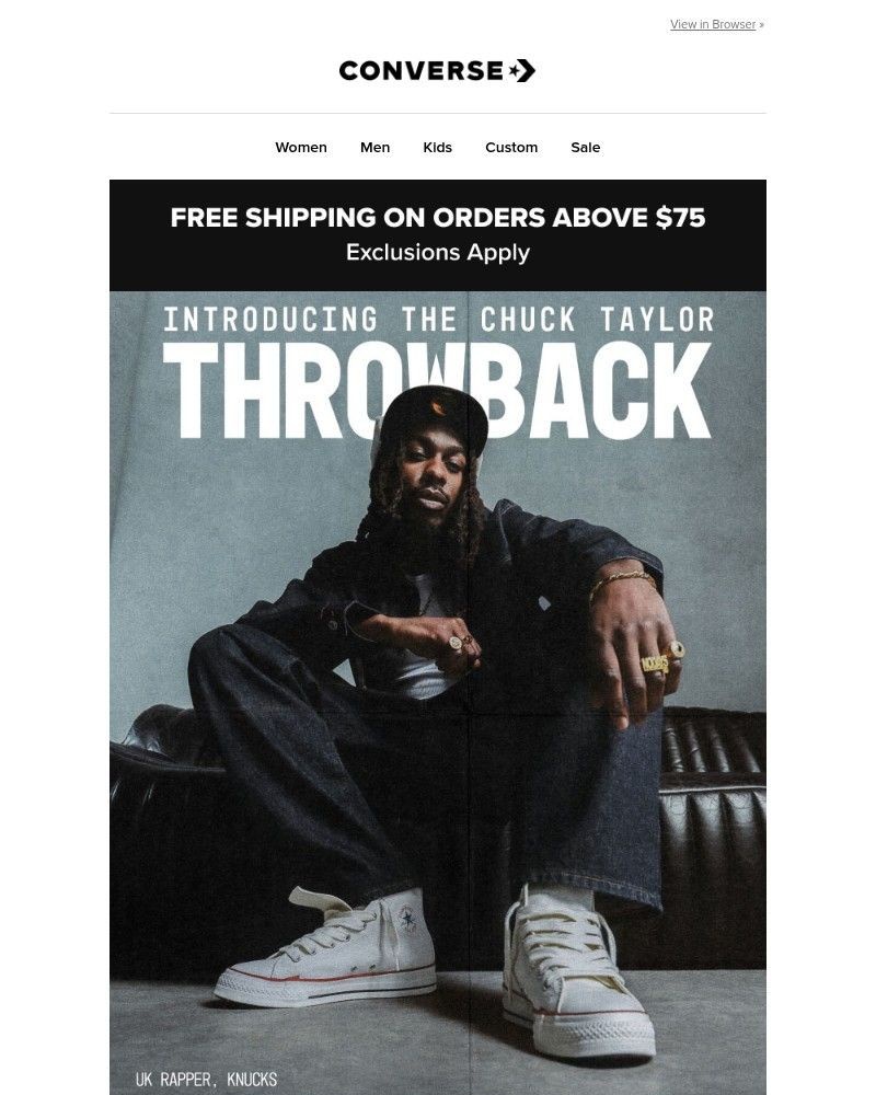 Screenshot of email sent to a Converse Newsletter subscriber