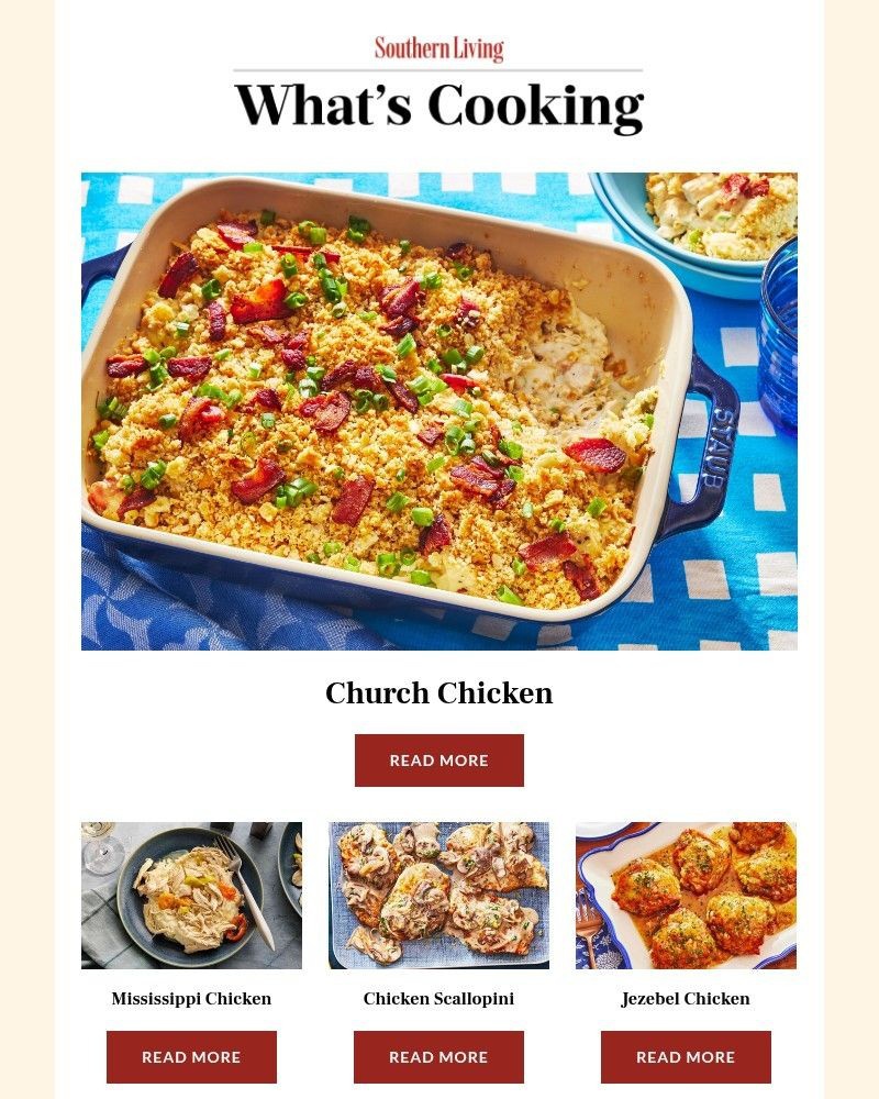 Screenshot of email sent to a Southern Living Newsletter subscriber