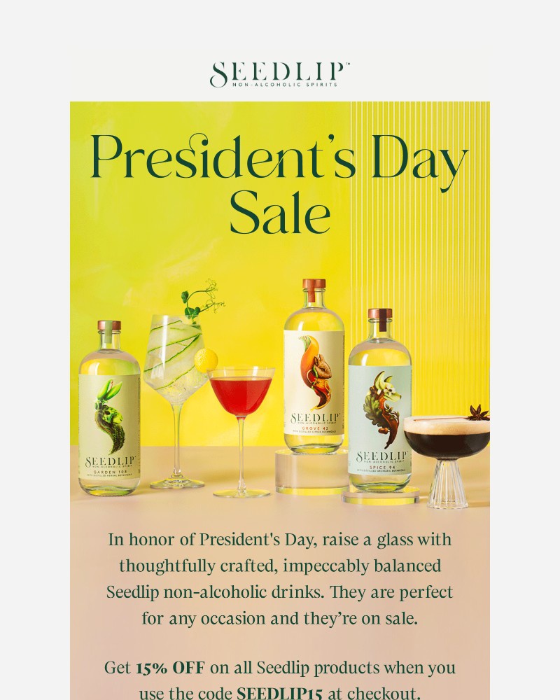 Screenshot of email sent to a Seedlip Newsletter subscriber