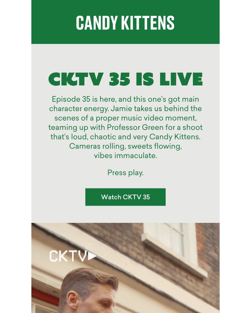 Screenshot of email sent to a Candy Kittens Newsletter subscriber