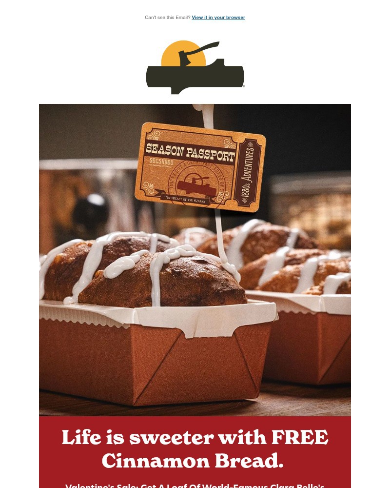 Screenshot of email sent to a Silver Dollar City Newsletter subscriber