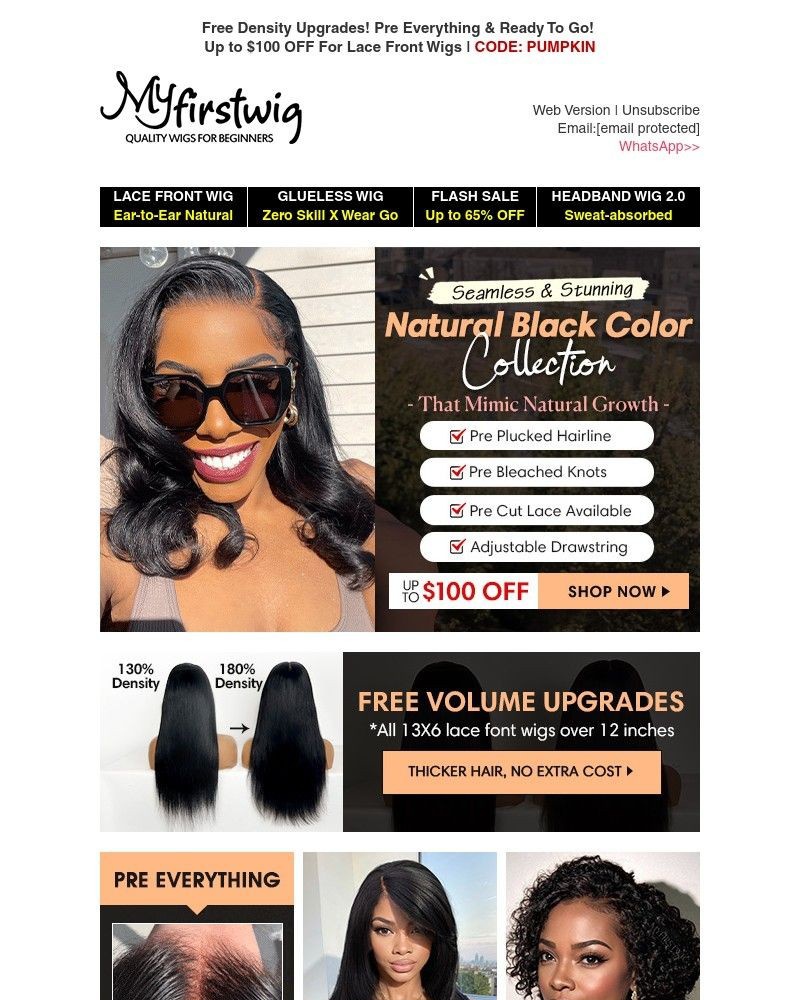Screenshot of email sent to a My First Wig Newsletter subscriber