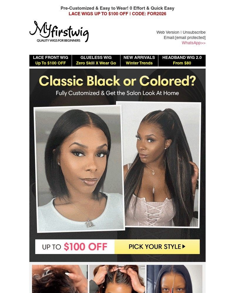 Screenshot of email sent to a My First Wig Newsletter subscriber
