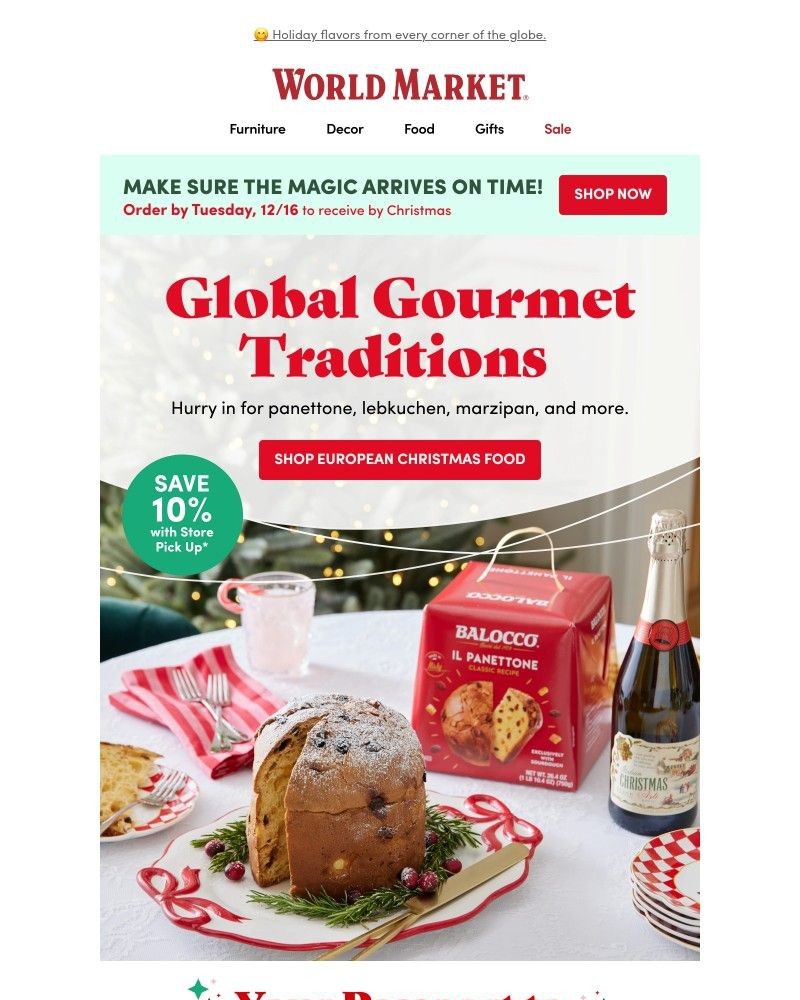 Screenshot of email sent to a World Market Cart abandoner