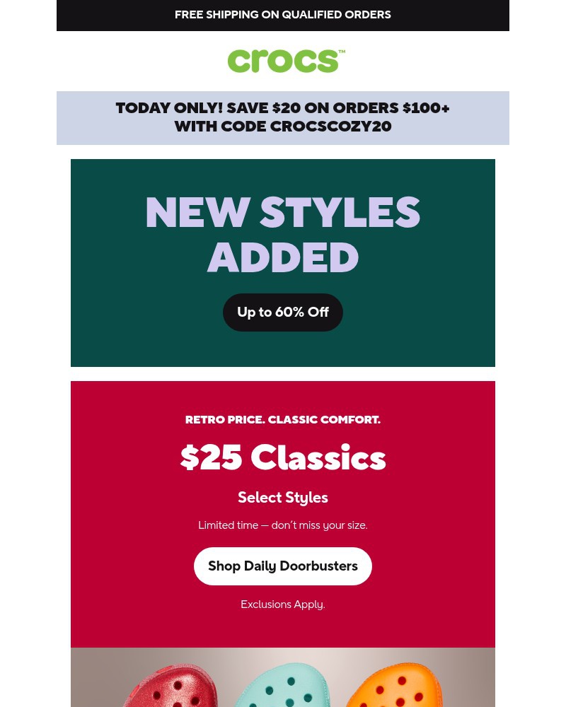 Screenshot of email with subject /media/emails/classic-clogs-just-dropped-to-25-b41083-cropped-ae0da665.jpg