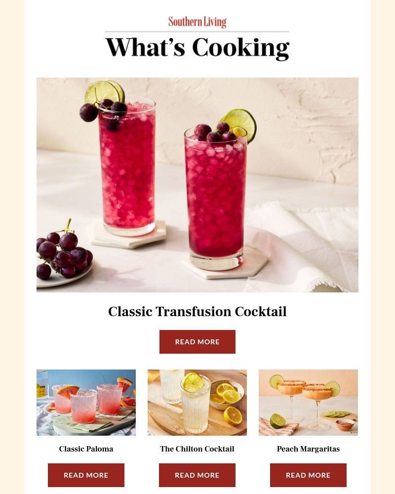 Screenshot of email sent to a Southern Living Newsletter subscriber