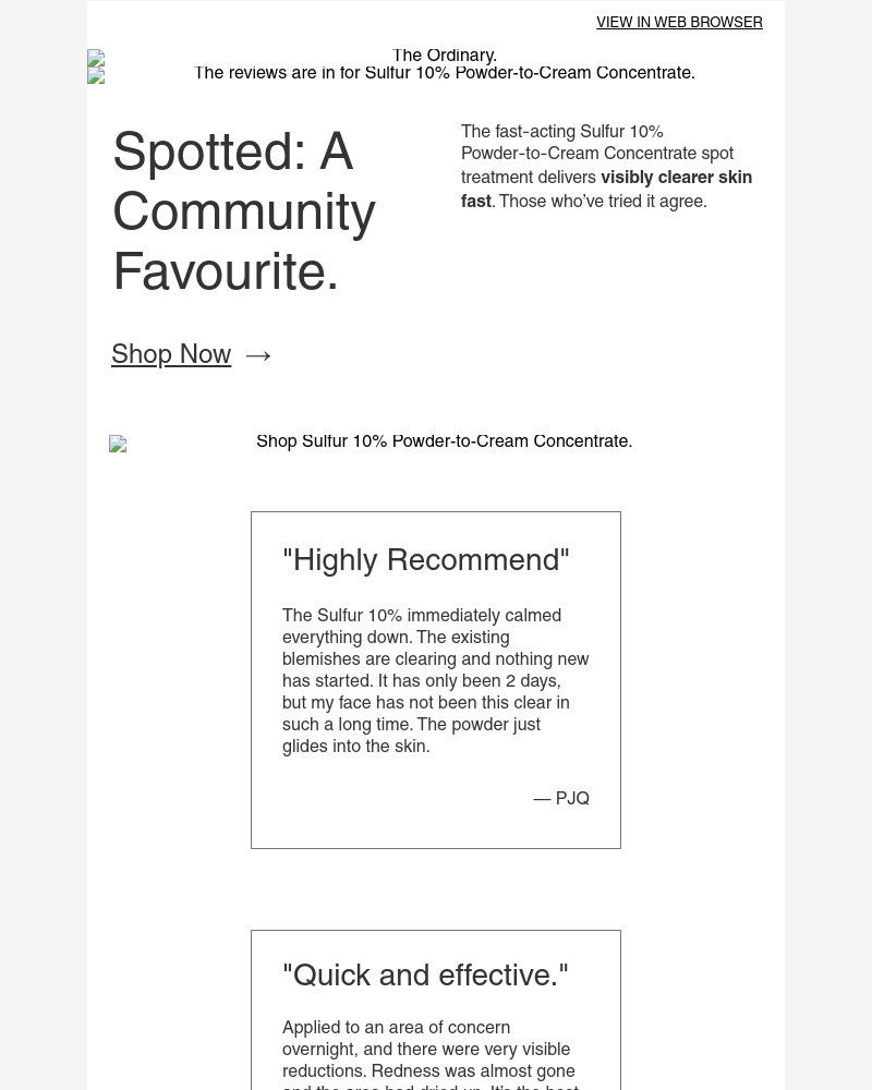 Screenshot of email sent to a The Ordinary Seller