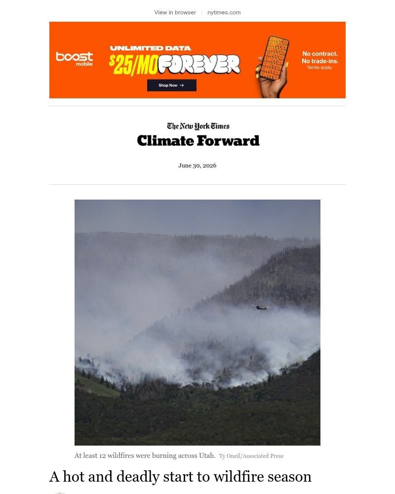 Screenshot of email sent to a The New York Times Customer