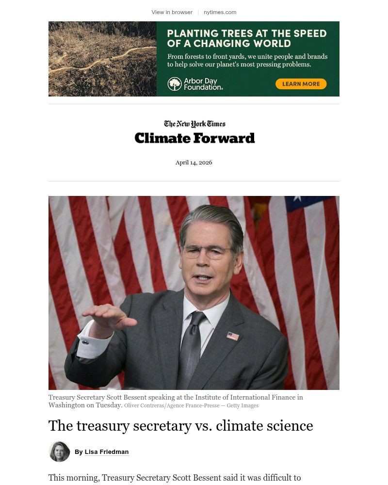 Screenshot of email sent to a The New York Times Customer