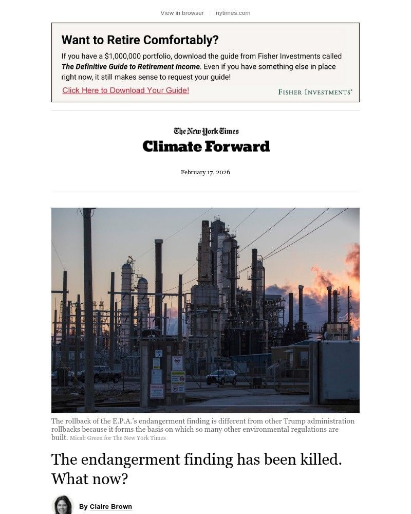 Screenshot of email sent to a The New York Times Customer