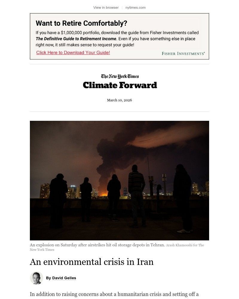 Screenshot of email sent to a The New York Times Customer