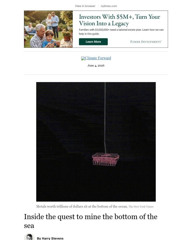 Screenshot of email sent to a The New York Times Customer