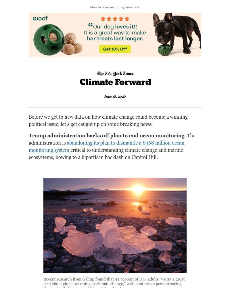 Screenshot of email sent to a The New York Times Customer