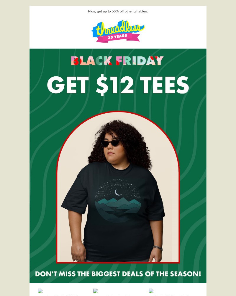 Screenshot of email sent to a Threadless Newsletter subscriber