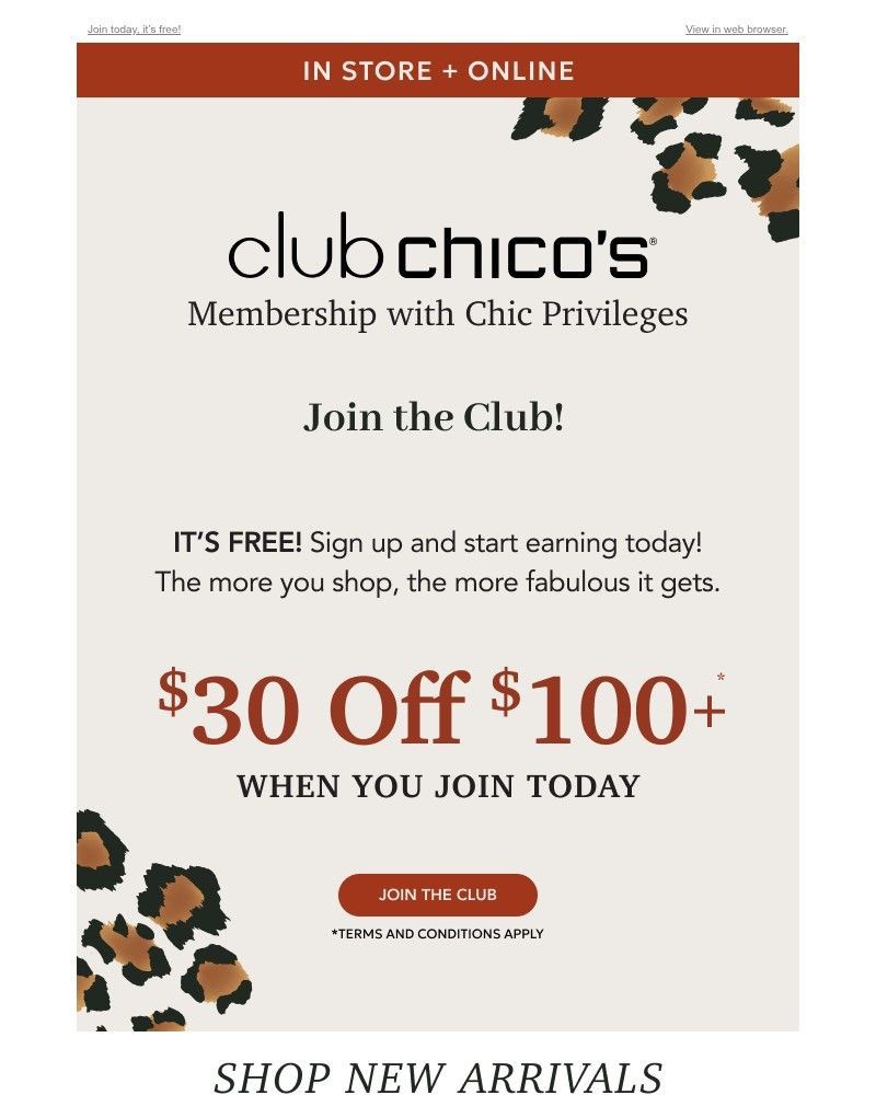 Screenshot of email sent to a Chico’s Newsletter subscriber