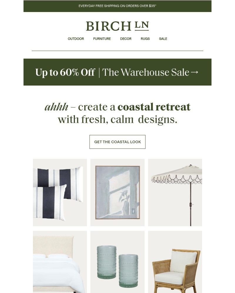 Screenshot of email sent to a Birch Lane Newsletter subscriber