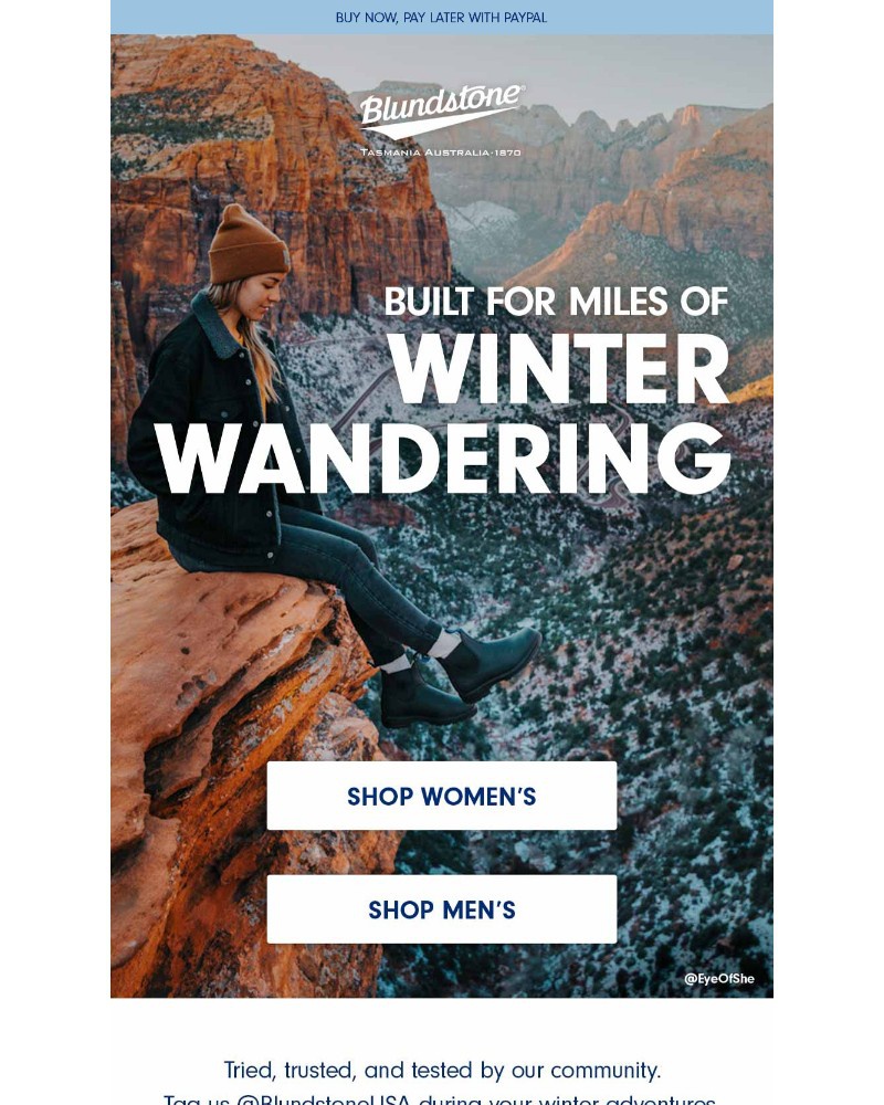 Screenshot of email sent to a Blundstone Newsletter subscriber