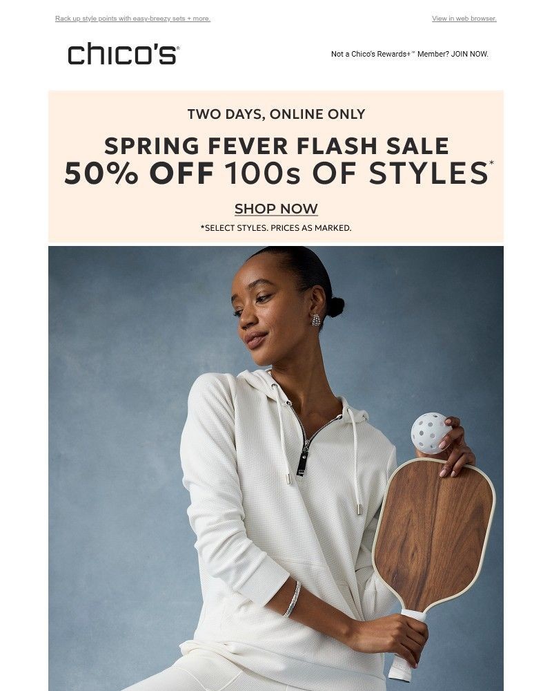 Screenshot of email sent to a Chico’s Newsletter subscriber