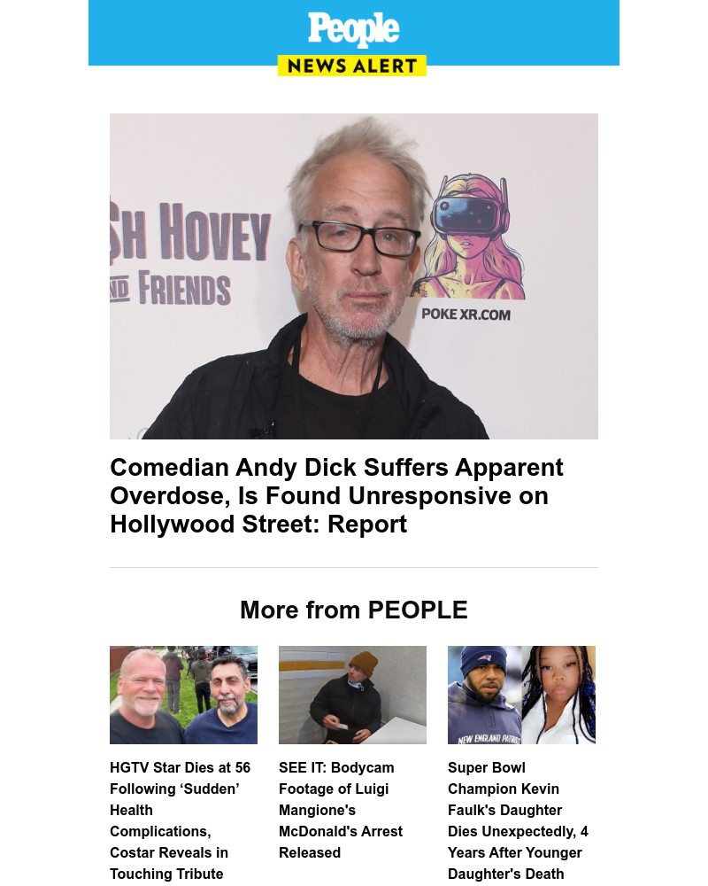 Screenshot of email sent to a People Newsletter subscriber