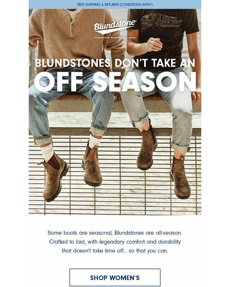 Screenshot of email sent to a Blundstone Newsletter subscriber