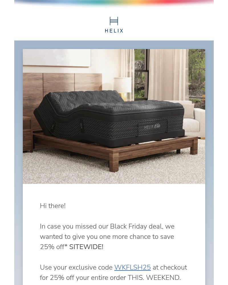 Screenshot of email sent to a Helix Newsletter subscriber