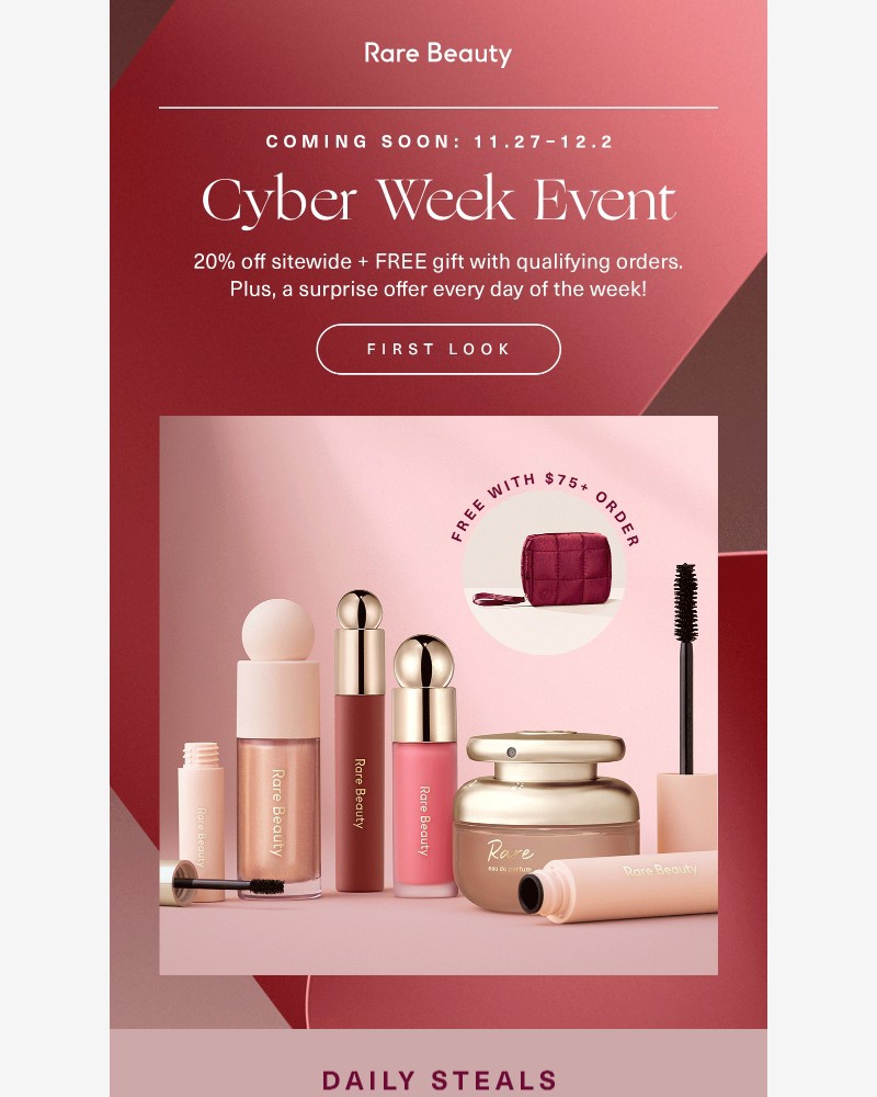 Screenshot of email sent to a Rare Beauty Newsletter subscriber